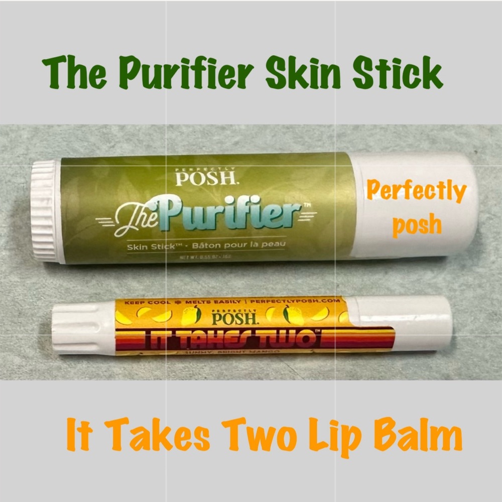 New Perfectly Posh The Purifier Skin Stick w/ It Takes Two Mango Lip Balm